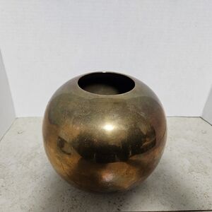 Vintage MCM Brass Sphere Vase Spherical